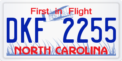 NC license plate DKF2255