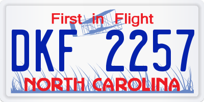 NC license plate DKF2257