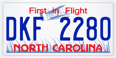 NC license plate DKF2280