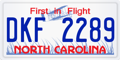 NC license plate DKF2289