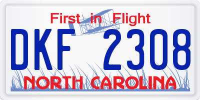 NC license plate DKF2308
