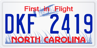 NC license plate DKF2419
