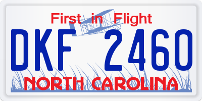 NC license plate DKF2460