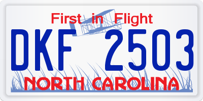 NC license plate DKF2503