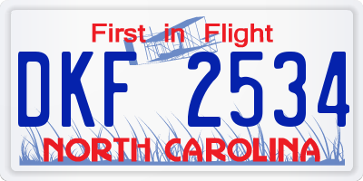 NC license plate DKF2534