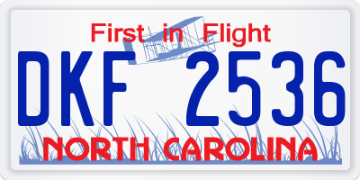 NC license plate DKF2536