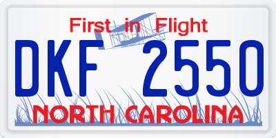 NC license plate DKF2550