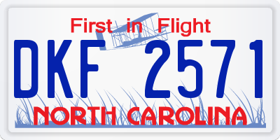 NC license plate DKF2571