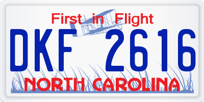 NC license plate DKF2616