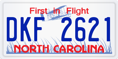 NC license plate DKF2621