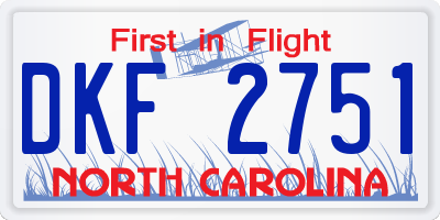 NC license plate DKF2751