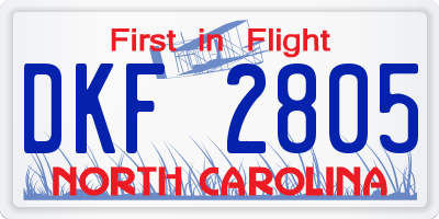 NC license plate DKF2805