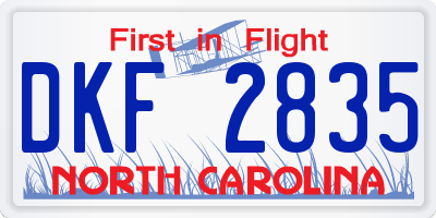 NC license plate DKF2835