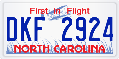 NC license plate DKF2924