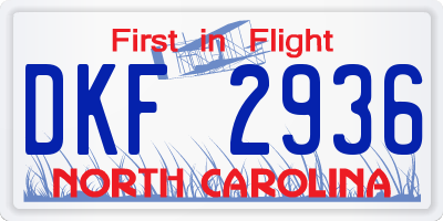 NC license plate DKF2936