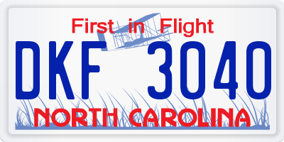NC license plate DKF3040