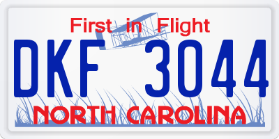NC license plate DKF3044