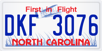 NC license plate DKF3076