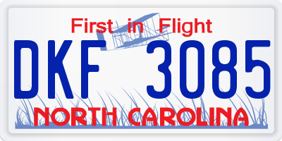 NC license plate DKF3085