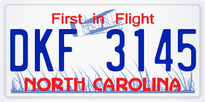 NC license plate DKF3145