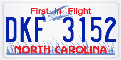 NC license plate DKF3152