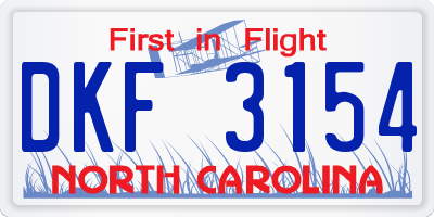 NC license plate DKF3154