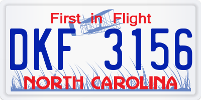 NC license plate DKF3156
