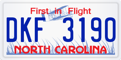 NC license plate DKF3190
