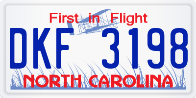 NC license plate DKF3198