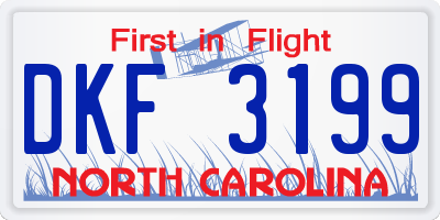 NC license plate DKF3199