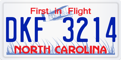 NC license plate DKF3214