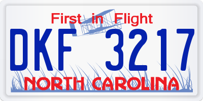 NC license plate DKF3217