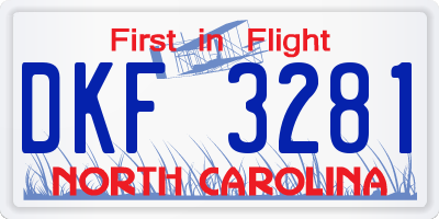 NC license plate DKF3281
