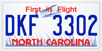 NC license plate DKF3302