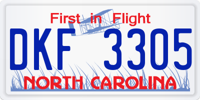 NC license plate DKF3305