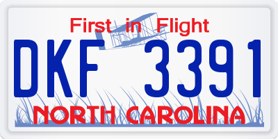 NC license plate DKF3391