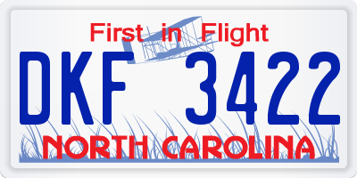 NC license plate DKF3422