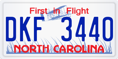 NC license plate DKF3440