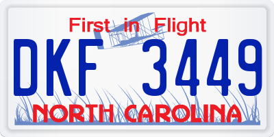 NC license plate DKF3449