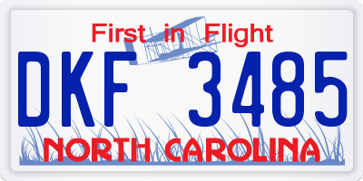 NC license plate DKF3485