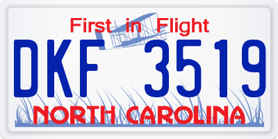 NC license plate DKF3519