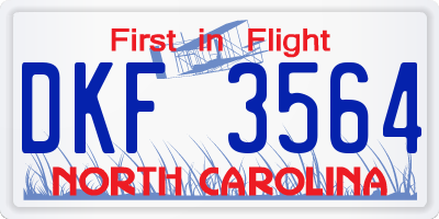 NC license plate DKF3564