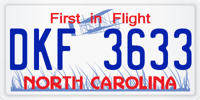 NC license plate DKF3633