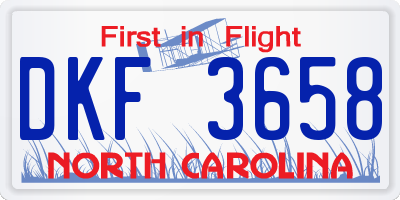NC license plate DKF3658