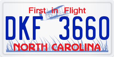NC license plate DKF3660