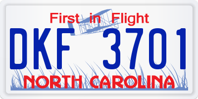 NC license plate DKF3701