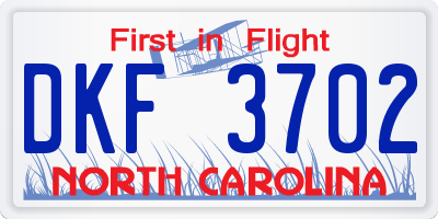 NC license plate DKF3702