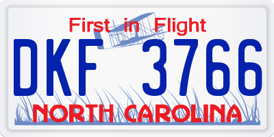 NC license plate DKF3766