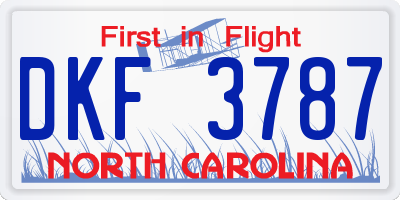 NC license plate DKF3787