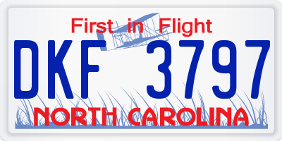 NC license plate DKF3797